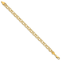 14k 7.5mm Solid Double Link 7 inch Charm Bracelet
