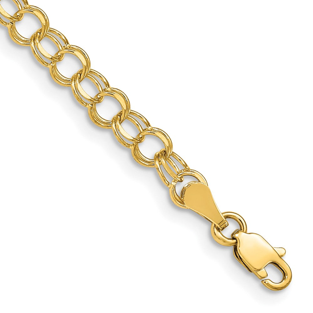 14k 4mm Solid Double Link 6 inch Childs Charm Bracelet