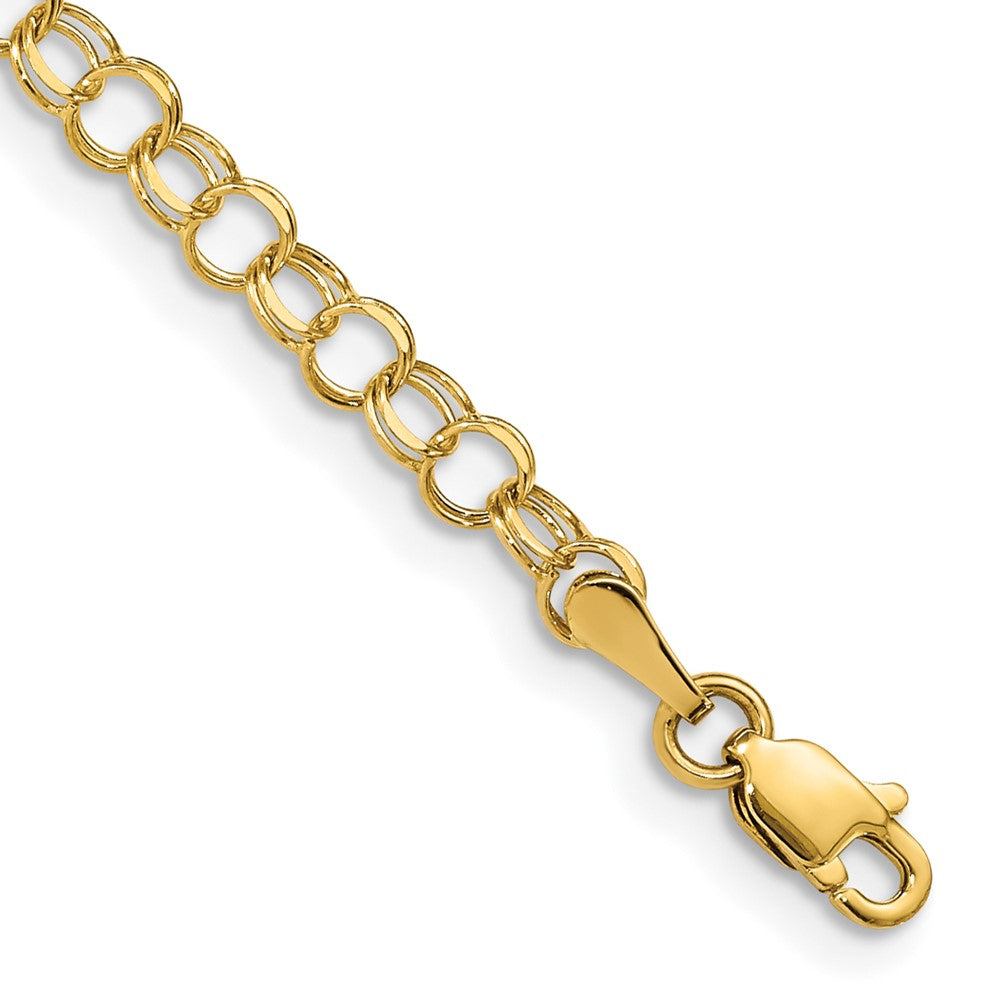 14k 4mm Solid Double Link 8 inch Charm Bracelet - 2