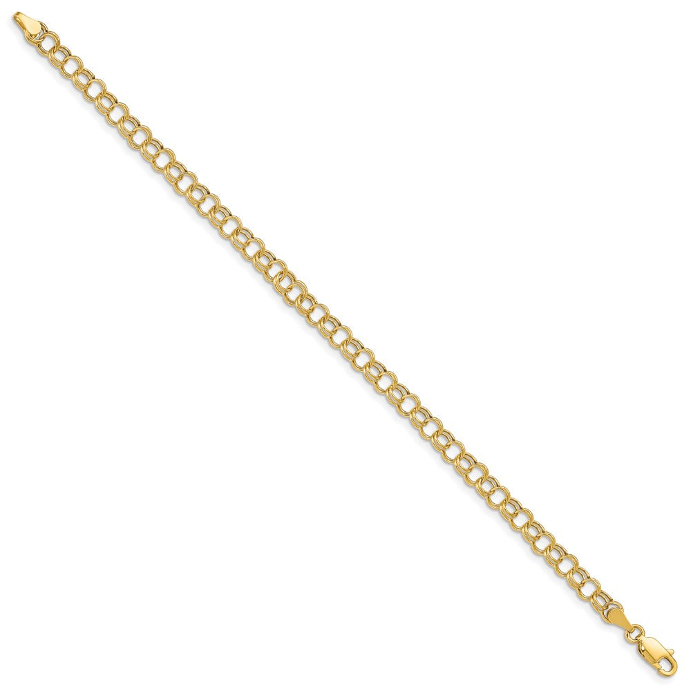 14k 5mm Hollow Double Link 8 inch Charm Bracelet