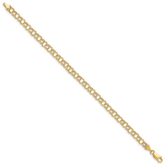 14k 5mm Hollow Double Link 8 inch Charm Bracelet
