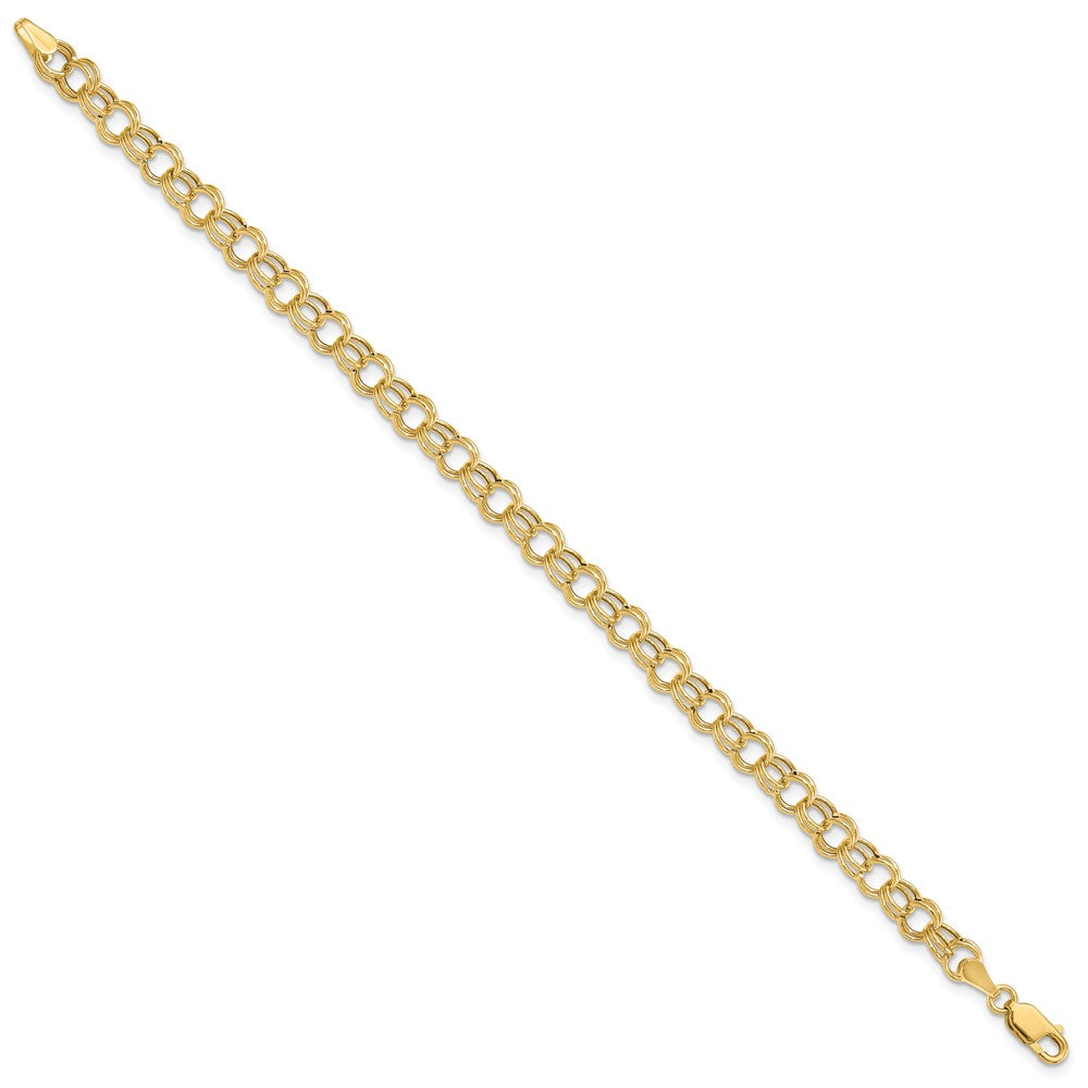 14k 6mm Hollow Double Link 8 inch Charm Bracelet