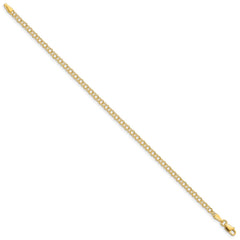 14k 3mm Solid Double Link 8 inch Charm Bracelet