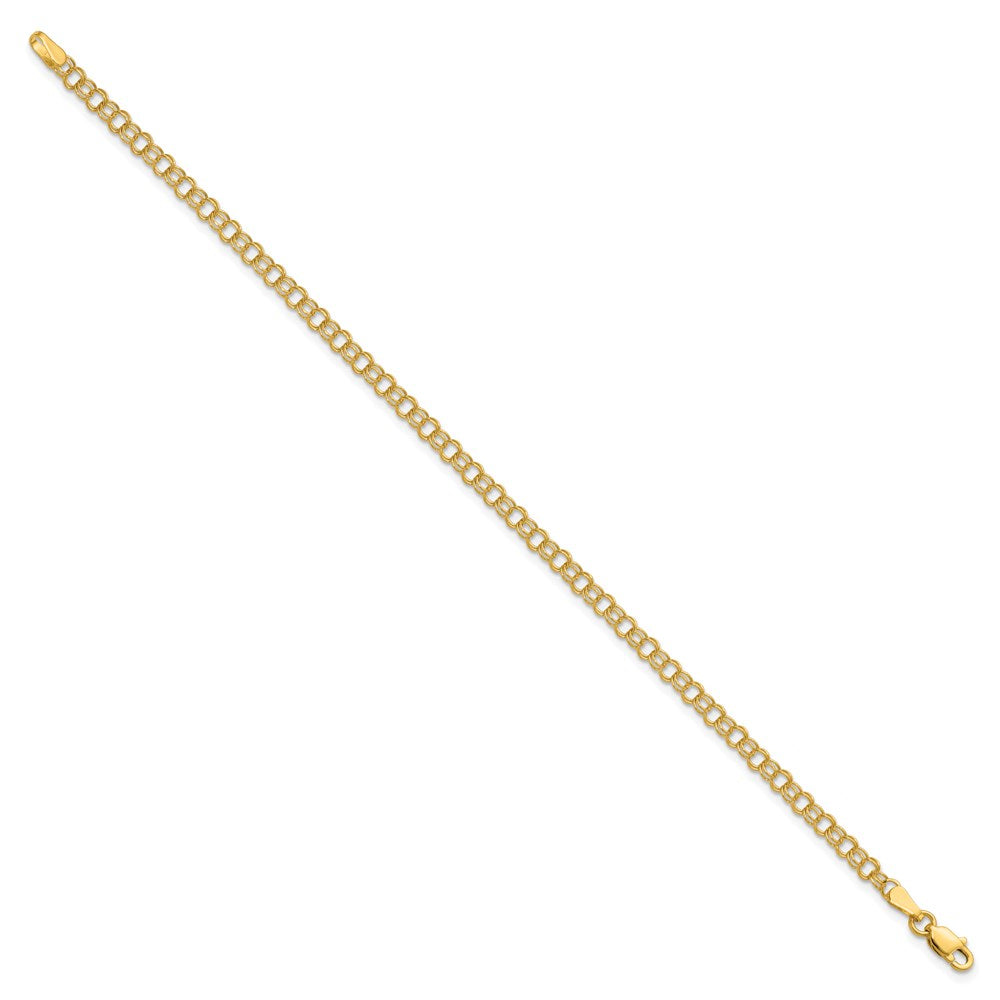 14k 3.5mm Solid Double Link 7 inch Charm Bracelet