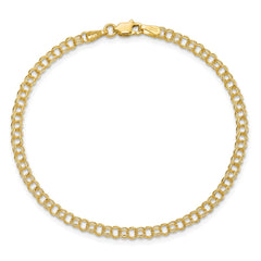 14k 3.5mm Solid Double Link 7 inch Charm Bracelet