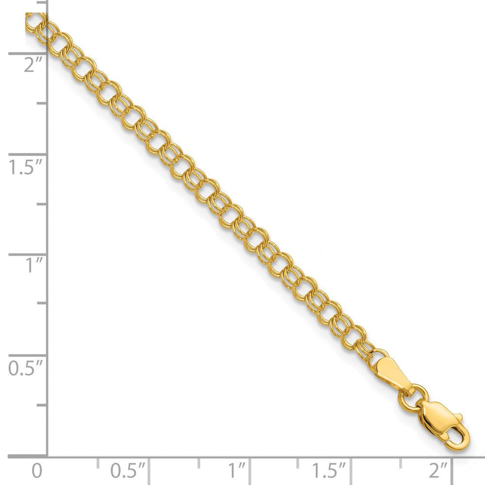 14k 3.5mm Solid Double Link 7 inch Charm Bracelet