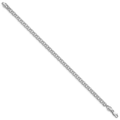 14k White Gold 3.75mm Diamond-cut Solid Heavy Double Link 7 inch Charm Bracelet