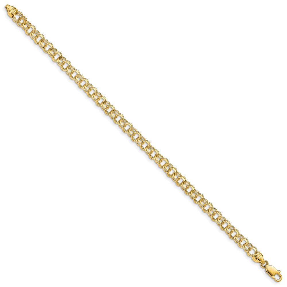 14k 4.75mm Diamond-cut Solid Heavy Double Link 7 inch Charm Bracelet