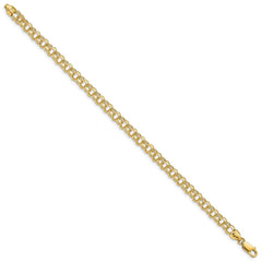 14k 4.75mm Diamond-cut Solid Heavy Double Link 7 inch Charm Bracelet