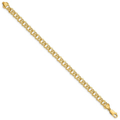 14k 5.5mm Diamond-cut Solid Heavy Double Link 7 inch Charm Bracelet