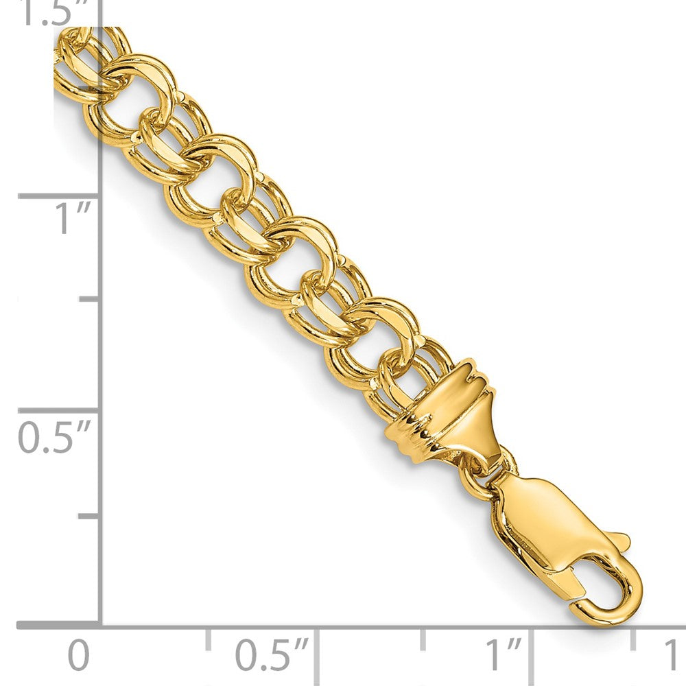 14k 5.5mm Diamond-cut Solid Heavy Double Link 7 inch Charm Bracelet