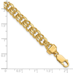 14k 7.5mm Diamond-cut Solid Heavy Double Link 7 inch Charm Bracelet