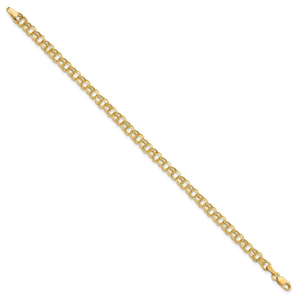 14k 4.5mm Hollow Diamond-cut Double Link 7 inch Charm Bracelet
