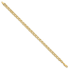 14k 4.5mm Hollow Diamond-cut Double Link 8 inch Charm Bracelet