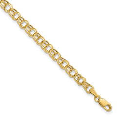 14k 4.5mm Hollow Diamond-cut Double Link 6 inch Childs Charm Bracelet