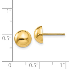 14k Polished 8mm Half Ball Post Earrings