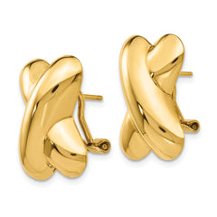 14k Polished X Omega Back Post Earrings - 2
