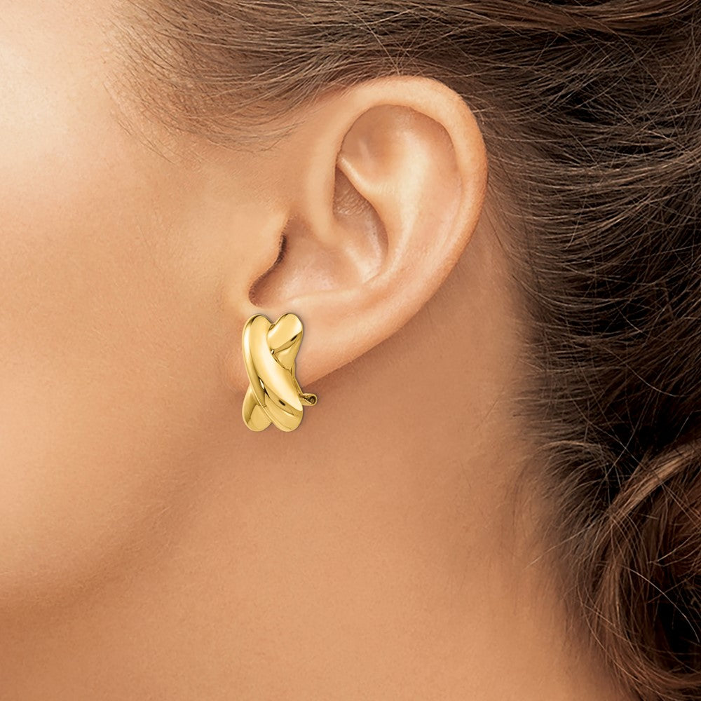 14k Polished X Omega Back Post Earrings - 2