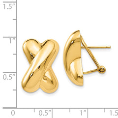 14k Polished X Omega Back Post Earrings - 2