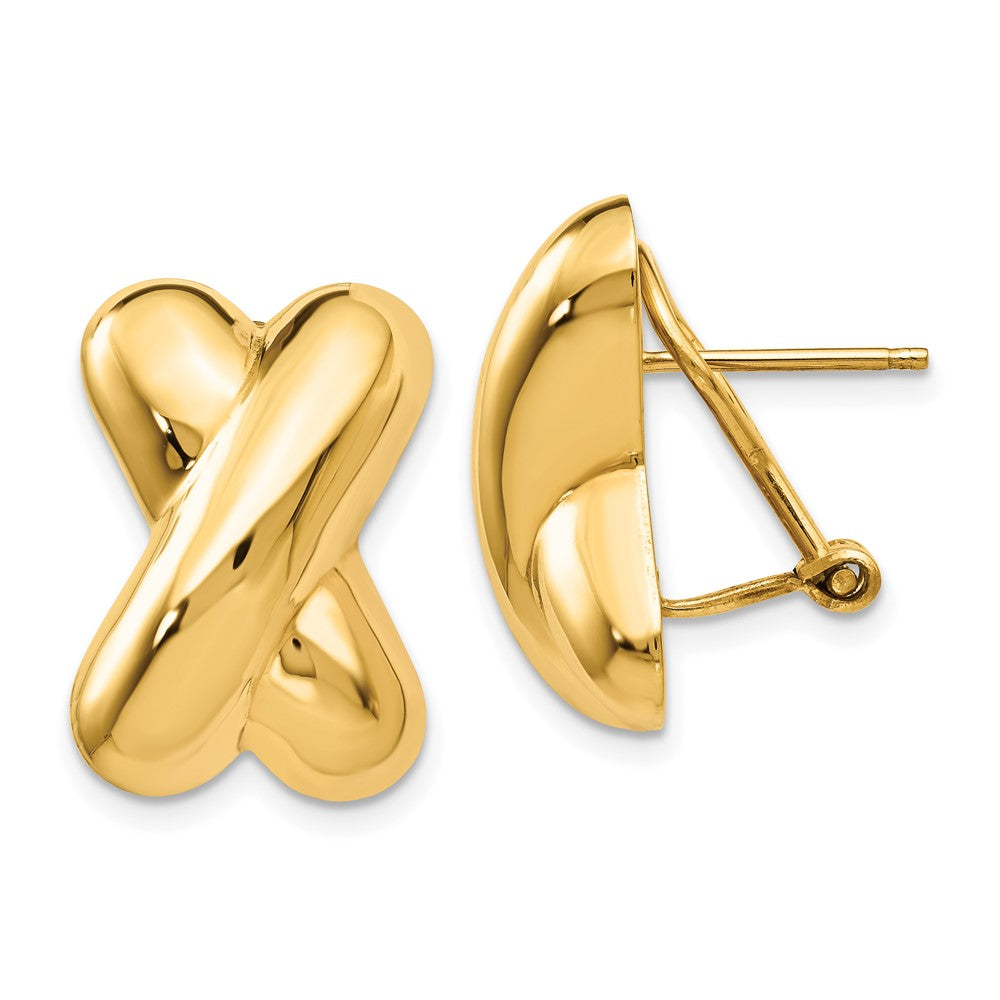 14k Polished X Omega Back Post Earrings - 2