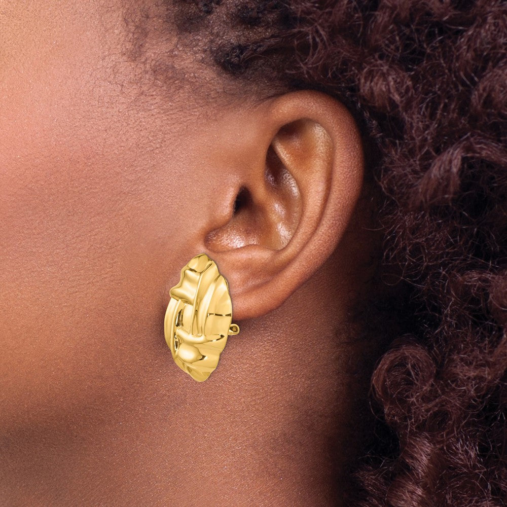 14k Polished Fancy Omega Back Post Earrings - 7