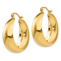 14k Polished 10.5mm Tapered Hoop Earrings - 2