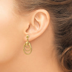 14k Polished and Textured Intertwined Circle Post Earrings