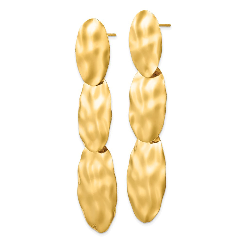 14k Polished Hammered Dangle Earrings - 2