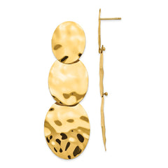 14k Polished Hammered Dangle Earrings - 2
