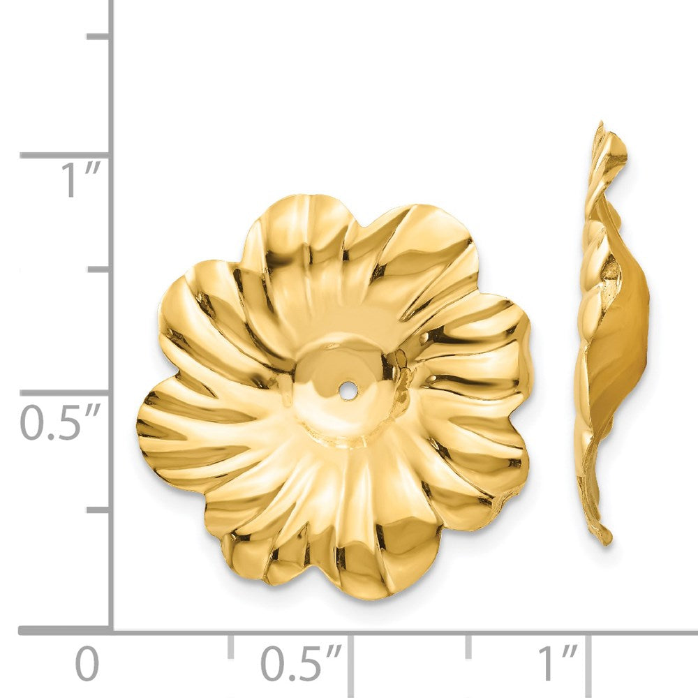 14k Polished Floral Earring Jackets - 2