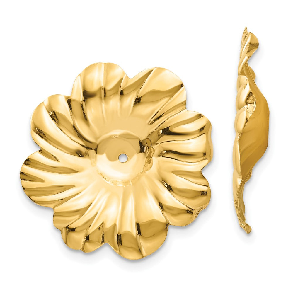 14k Polished Floral Earring Jackets - 2