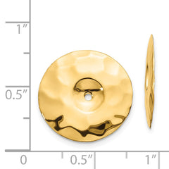 14k Polished Hammered Disc Earring Jackets - 2
