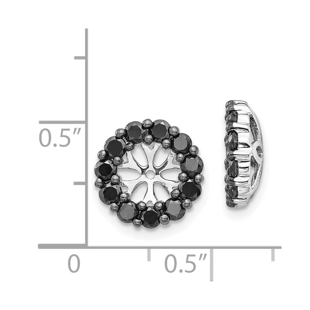 14k White Gold Black Diamond Earring Jackets - 2