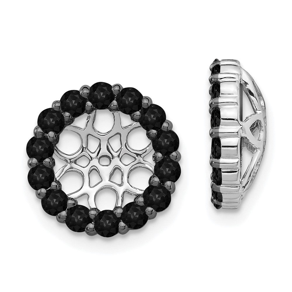 14k White Gold Black Diamond Earring Jackets - 7