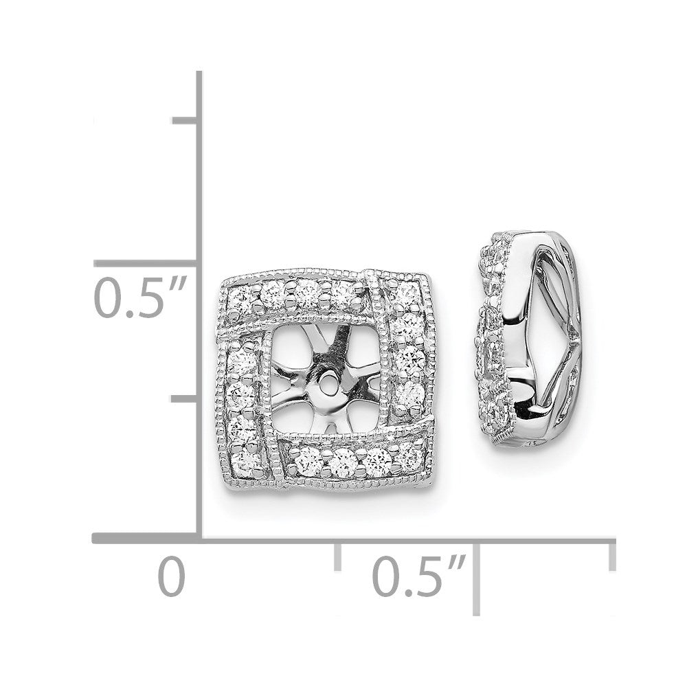 14k White Gold Diamond Square Earring Jackets