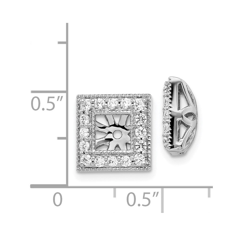 14k White Gold Diamond Square Jacket Earrings