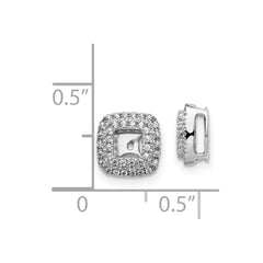 14k White Gold Diamond Square Earring Jackets - 2