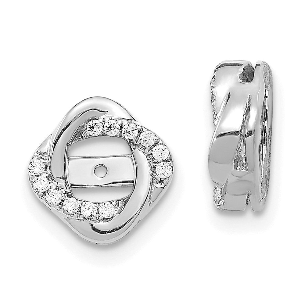 14k White Gold Diamond Jacket Earrings - 2