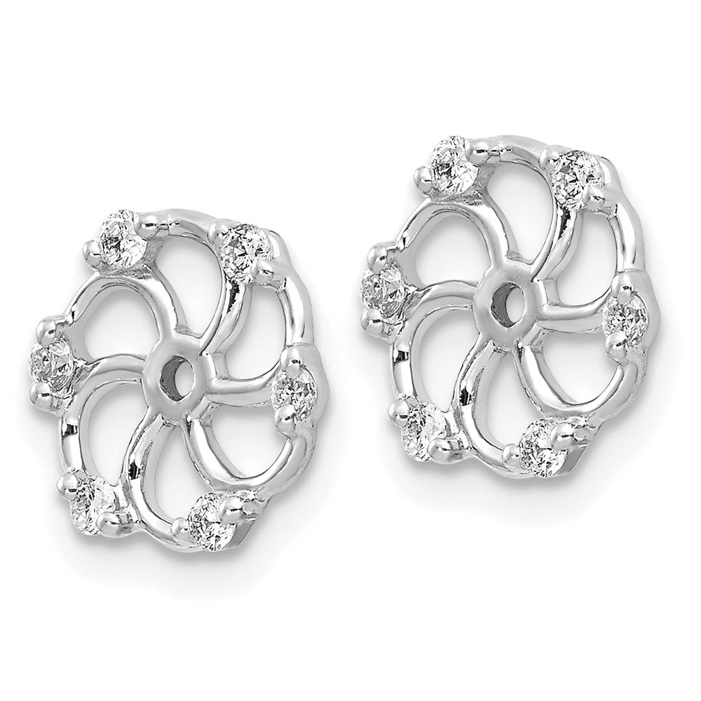 14k White Gold AA Diamond Earring Jacket - 2