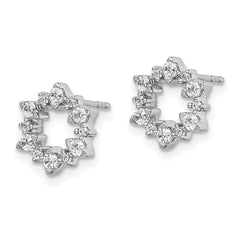 14k White Gold Diamond Fancy Sunburst Earrings