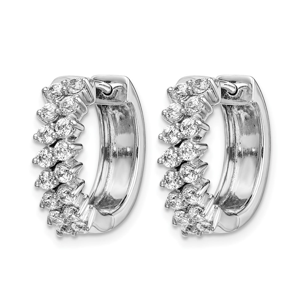 14k White Gold Diamond Hinged Hoop Earrings - 8