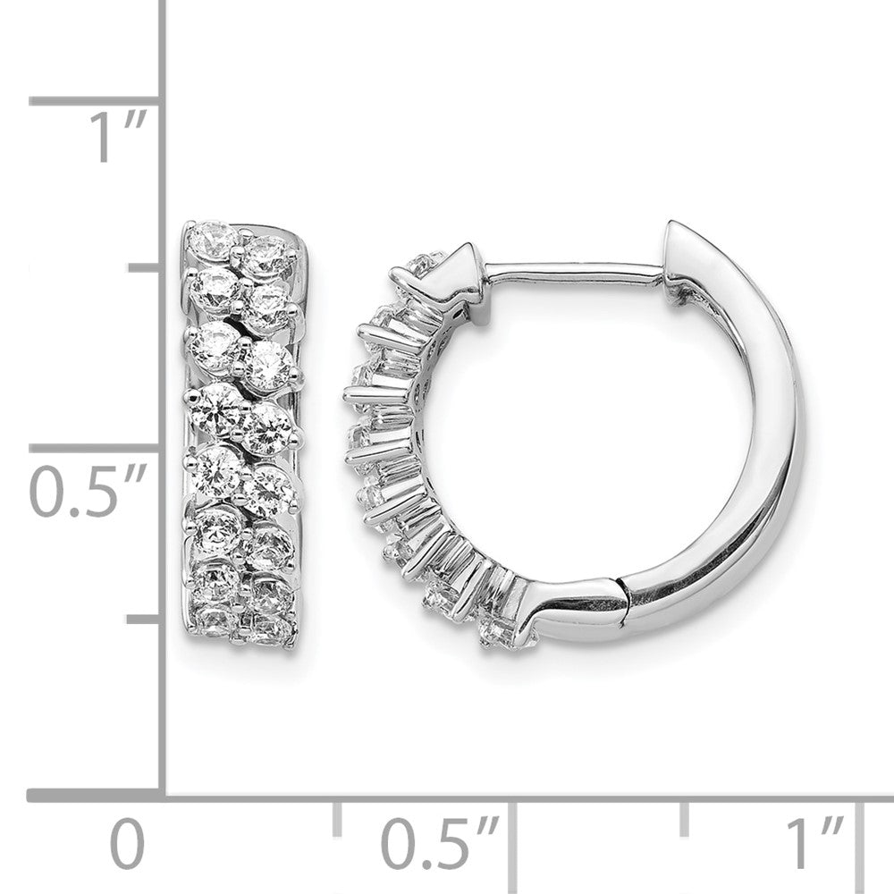 14k White Gold Diamond Hinged Hoop Earrings - 8