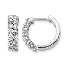 14k White Gold Diamond Hinged Hoop Earrings - 8