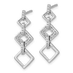 14k White Gold Diamond Fancy Dangle Earrings - 3