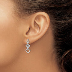 14k White Gold Diamond Fancy Dangle Earrings - 3