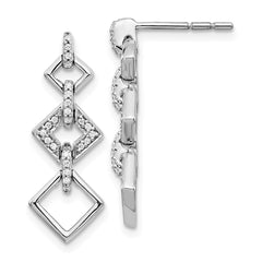 14k White Gold Diamond Fancy Dangle Earrings - 3