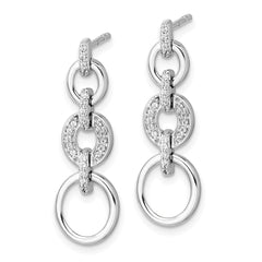 14k White Gold Diamond Fancy Dangle Earrings - 2