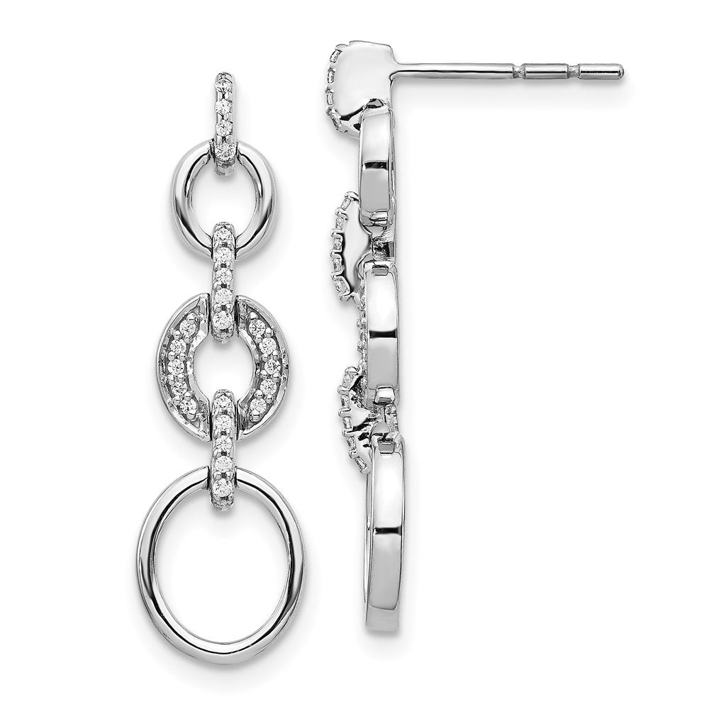 14k White Gold Diamond Fancy Dangle Earrings - 2