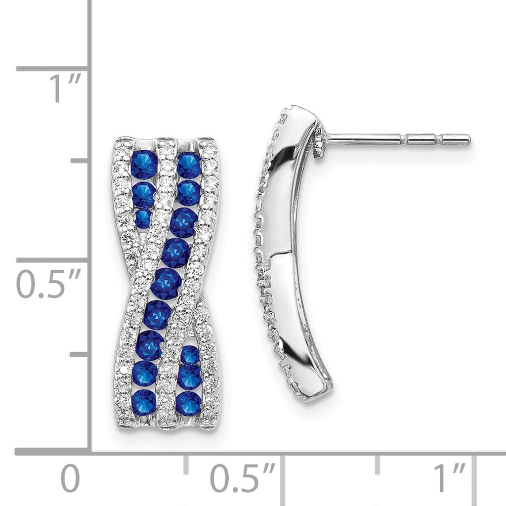 14k White Gold Diamond and Sapphire Fancy Earrings