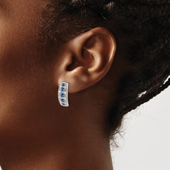 14k White Gold Diamond and Sapphire Fancy Earrings - 4